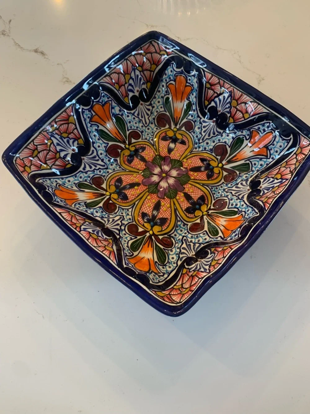 Vintage Talavera Rectangular Serving Bowl Pottery Dish Hand Crafted Mexico 12” - Picture 8 of 10